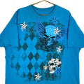 Y2K Big Skulls TShirt Size 2XL Blue Argyle Stars Graphic Tee – Feel-Good Design · High-Quality Print