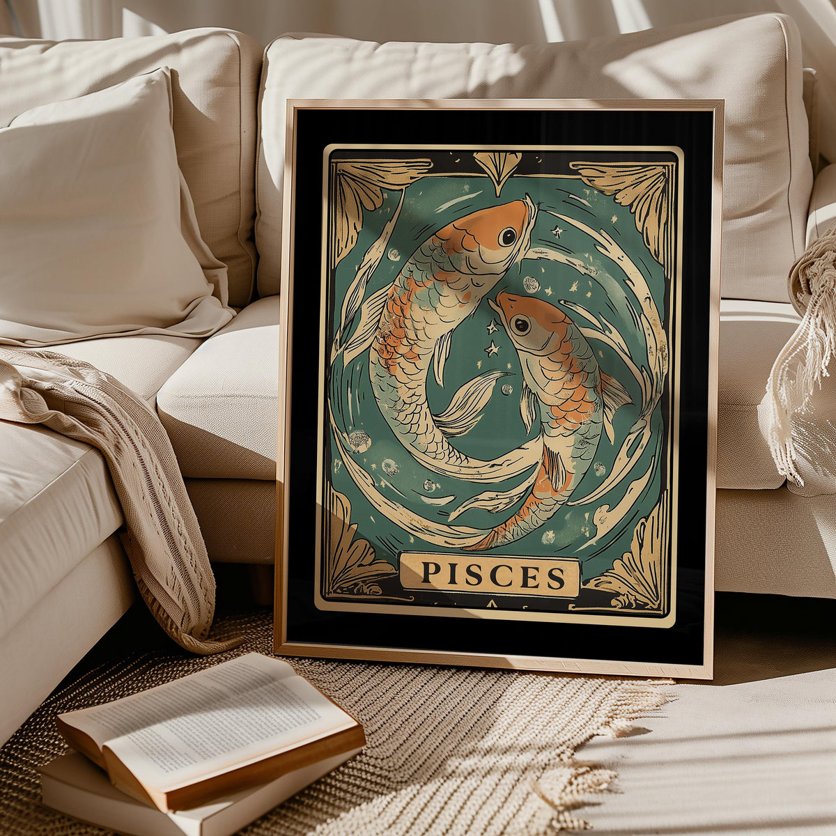 Pisces Zodiac Art Print Tarot Poster Dark Academia Pisces Wall Art Pisces Gift Idea Witchy Dorm Decor Boho Wall Art Decor Graphic Tee – Soft Feel · Perfect For Daily Wear
