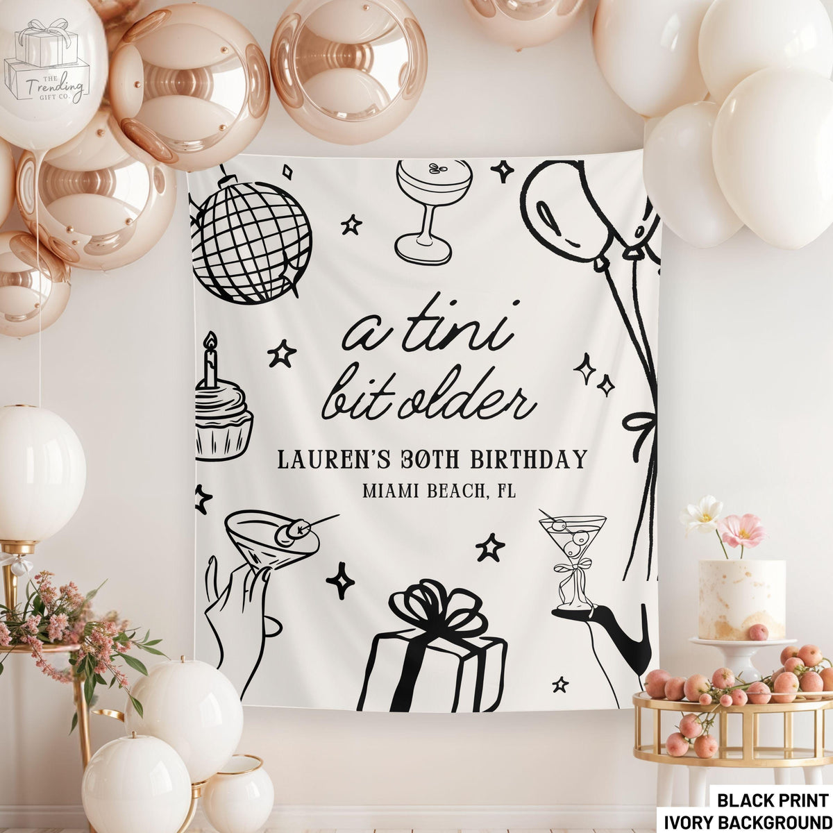 A Tini Bit Older 30th Birthday Banner 21st Birthday Party Sign Dirty Thirty Bday Espresso Martini Decor Dirty Martini Photo Backdrop Graphic Tee – Warm & Stylish · Trending Graphic Apparel