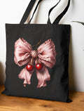 Cherry Bow Tote Bag Eco Friendly Shopping Bag Gift Bag Stylish Tote Everyday Carryall Reusable Tote Tote Bag – Warm & Stylish · Top Pick For Any Outfit
