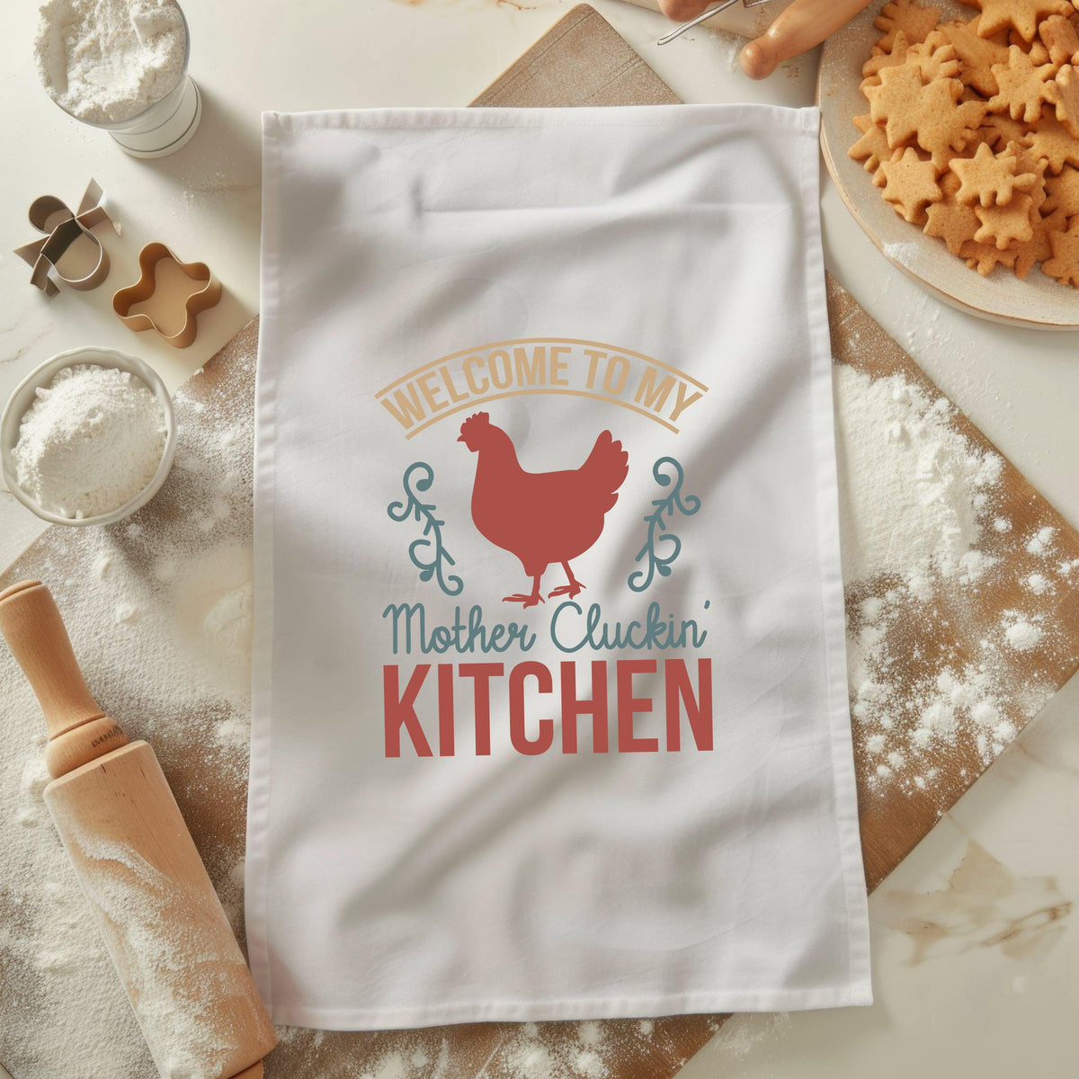 Mother Cluckin Kitchen Tea Towel Chicken Design Farmhouse Decor Funny Kitchen Towel Gift for Mom Cute Kitchen Towel Rooster Tea Towel Graphic Tee – Soft Feel · Top Pick For Any Outfit