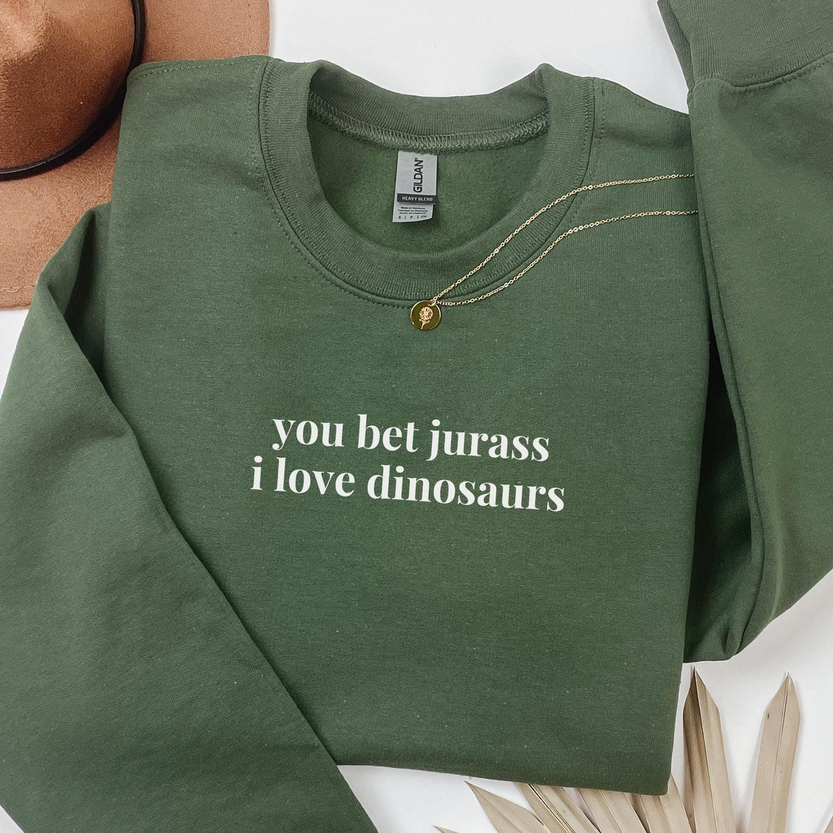 Dinosaur Lover Sweatshirt with Funny Saying You Bet Jurass I Love Dinosaurs Silly Paleontologist Crewneck for Friend Who Loves Dinosaurs Sweatshirt – Cozy Vibes · Top Pick For Any Outfit