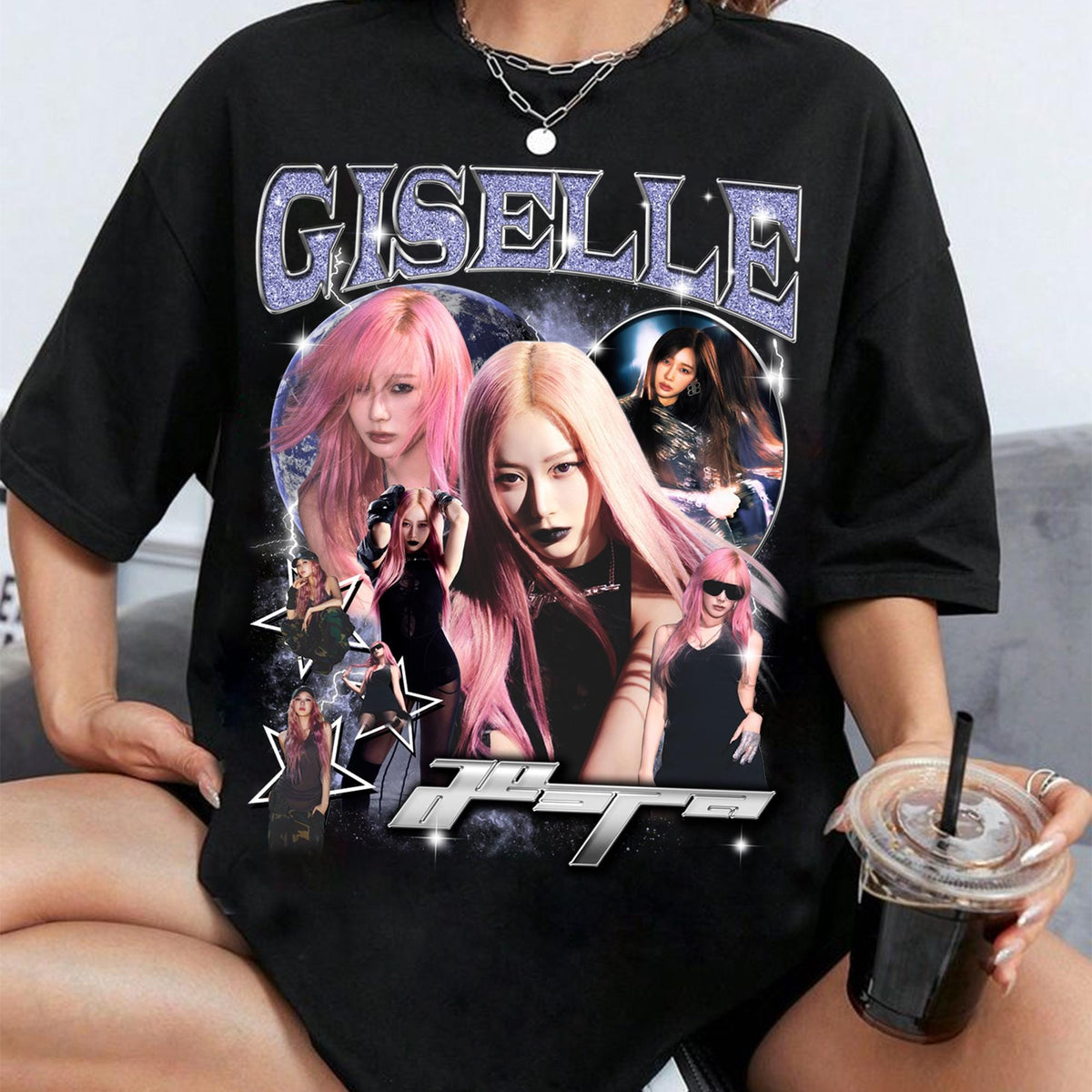 Retro Giselle Aespa T shirt Aespa Whiplash Album Shirt Armageddon Album Shirt Aespa World Tour Ningning Karina Giselle Winter Sweater Graphic Tee – Easygoing Wear · Top Pick For Any Outfit