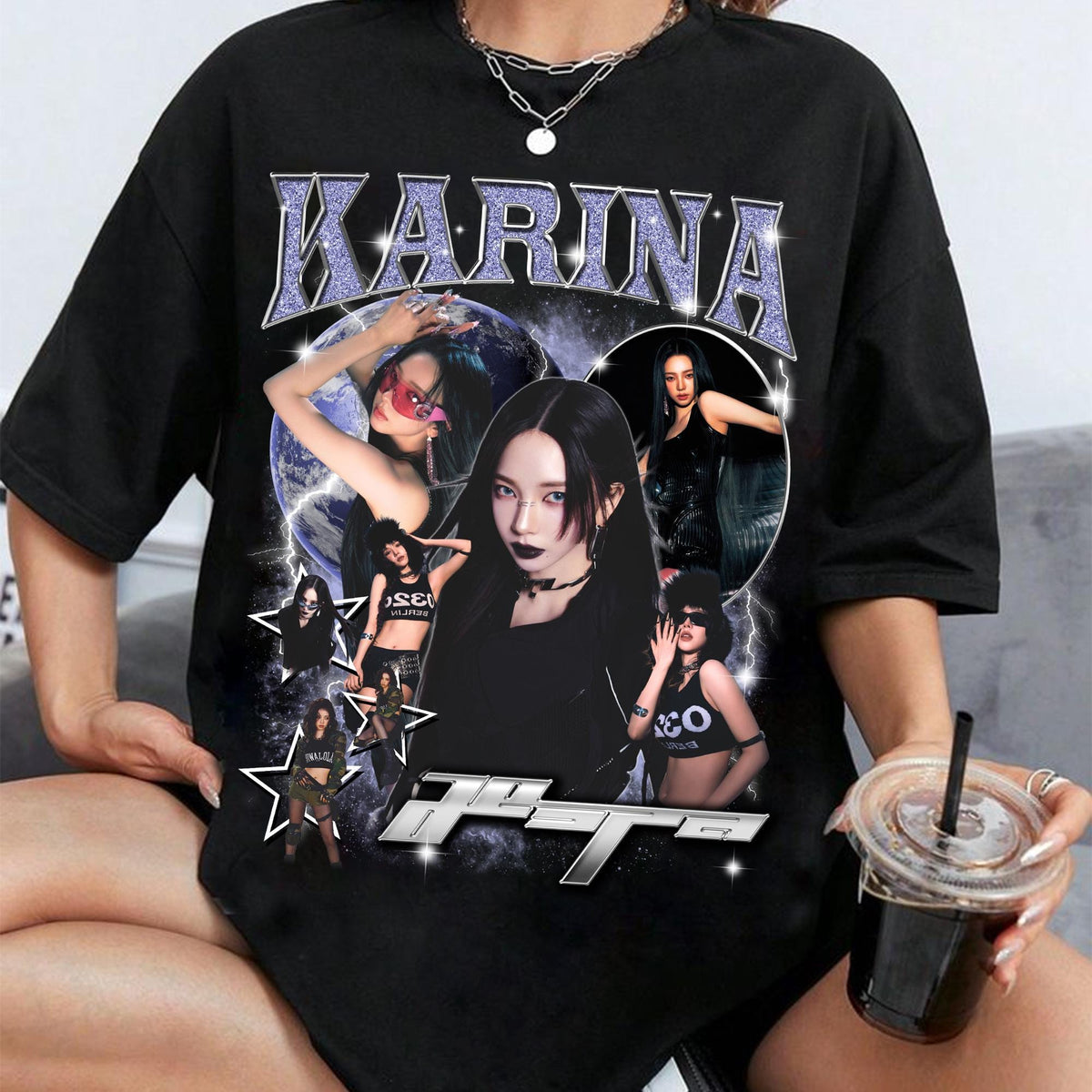 Retro Karina Aespa T shirt Aespa Whiplash Album Shirt Armageddon Album Shirt Aespa World Tour Ningning Karina Giselle Winter Sweater Graphic Tee – Warm & Stylish · High-Quality Print