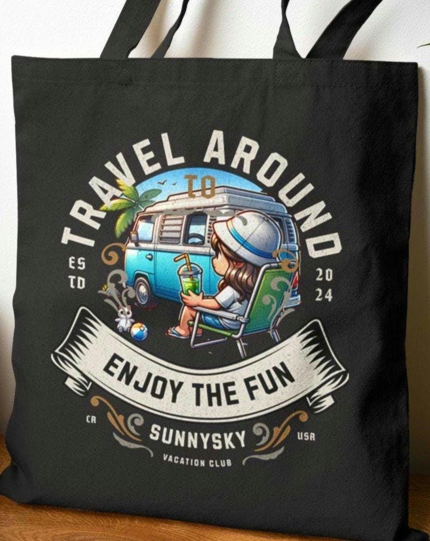 Vacation club Adventure Cotton Canvas Tote Bag Eco Friendly Travel Bag Beach Tote Gift for Travelers Tote for Road Trips Journey Bag Tote Bag – Aesthetic Look · Great Gift For Fans