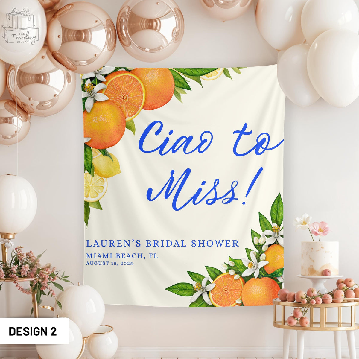Ciao to Miss Bridal Shower Decor Italian Theme Bachelorette Banner Orange Bridal Shower Tapestry Citrus Amalfi Coast Welcome Sign Graphic Tee – Everyday Comfort · Trending Graphic Apparel