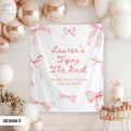 She39s Tying The Knot Bridal Shower Welcome Sign Custom Bow Bridal Shower Banner Coquette Bachelorette Party Tapestry Photo Backdrop Graphic Tee – Everyday Comfort · Top Pick For Any Outfit