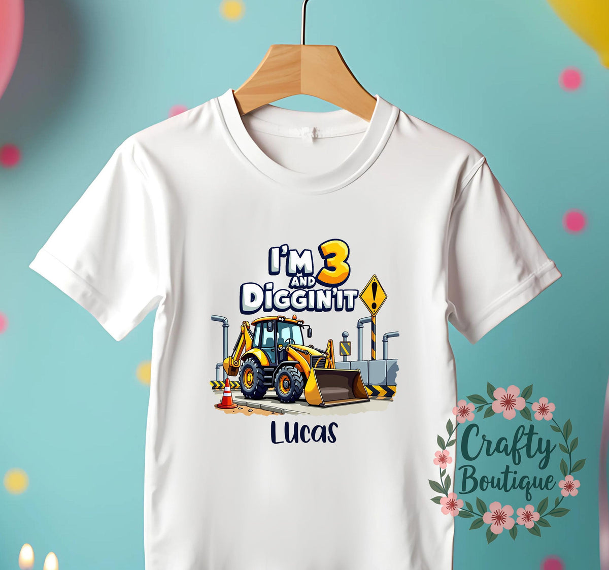 3rd Birthday t shirt I39m 3 And Digging It Personalised Birthday Gift 3 Year Old Digger Tee Boys Party T Shirt I am Three Outfit 1336 Graphic Tee – Cozy Vibes · Perfect For Daily Wear