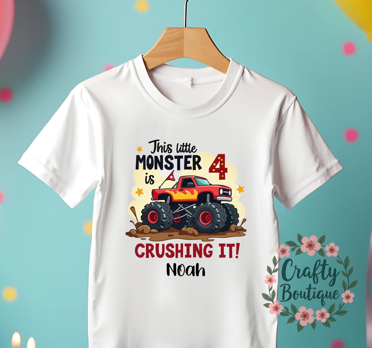 4th Birthday T Shirt This Little Monster Is 4 Monster Truck Birthday Tshirt Personalised Birthday Gift Boys Monster Party T Shirt 1340 Graphic Tee – Everyday Comfort · High-Quality Print