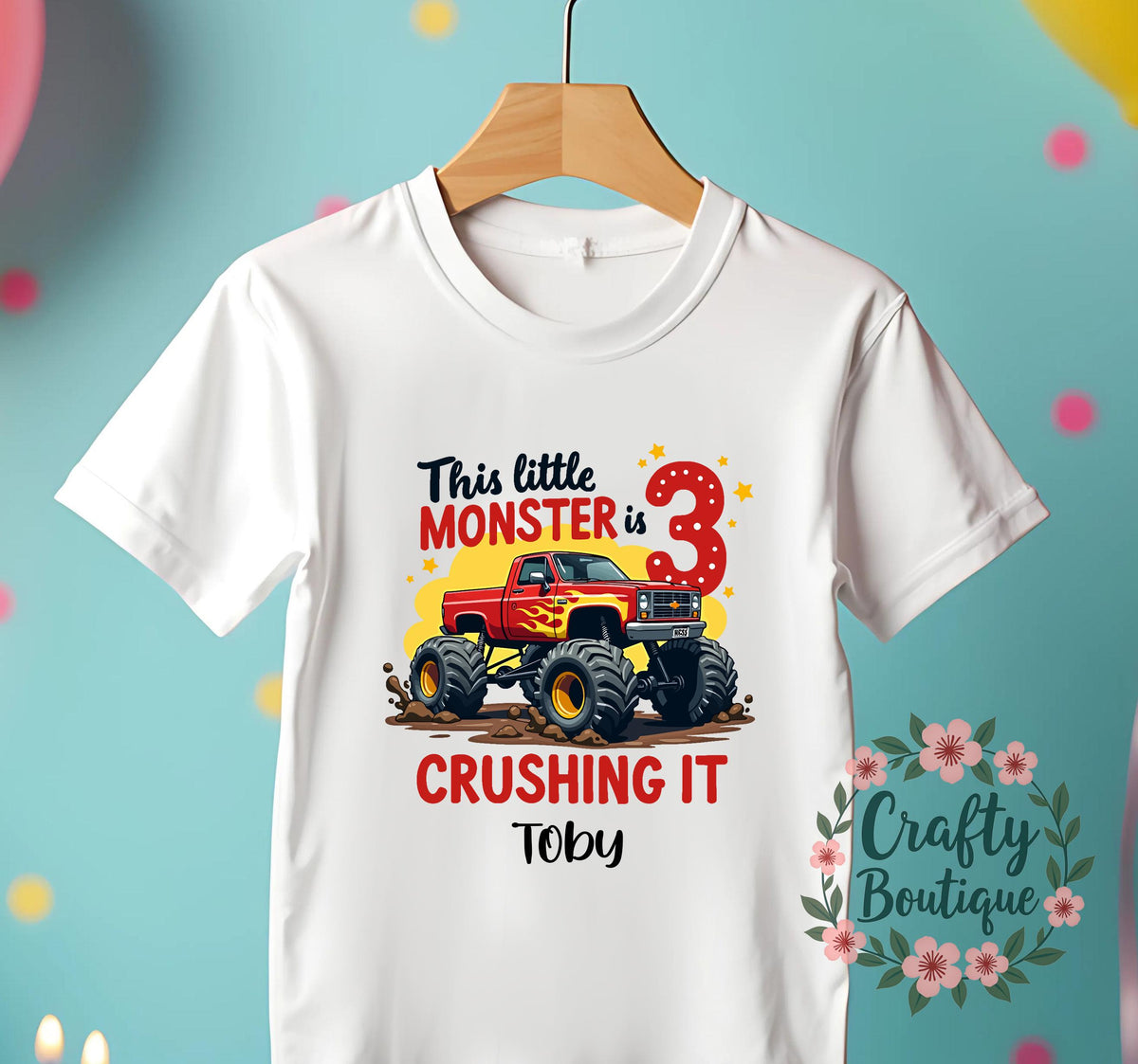 3rd Birthday T Shirt I Am Three And Crushing It Personalised Birthday Gift 3 Year Old Monster Truck Tee Boys 3 Party T Shirt 1342 Graphic Tee – Feel-Good Design · Trending Graphic Apparel