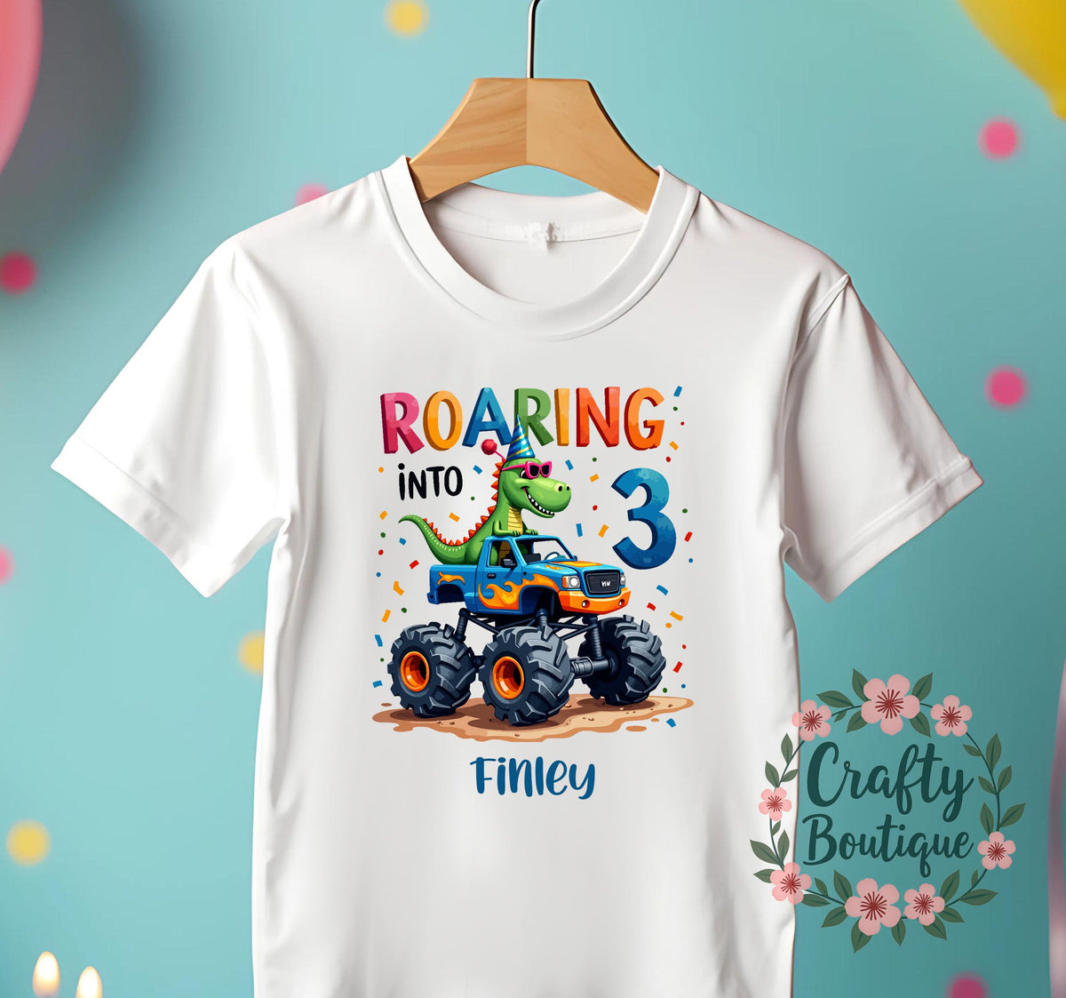 3rd Birthday t shirt Roaring Into 3 Personalised Birthday Gift 3 Year Old Dinosaur Tee Boys Party T Shirt I am Three Outfit 1345 Graphic Tee – Soft Feel · Perfect For Daily Wear