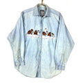 Vintage 199039s Denim Shirt Size Medium Blue Button Up Long Sleeve Cows Graphic Tee – Cozy Vibes · Must-Have Style