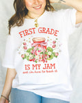 First Grade Teacher Tee Shirt with Strawberries First Grade is My Jam Matching Back to School Meet the Teacher TShirt First Grade Crew Graphic Tee – Fan Favorite · Must-Have Style