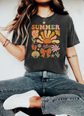 Summer Vibes Shirt Retro Boho Summer Tee Colorful Beach Shirt for Women Vacation T Shirt Aesthetic Trendy Cotton Graphic Tee Graphic Tee – Bold Style · Perfect For Daily Wear