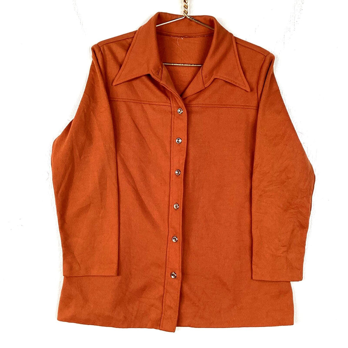 Vintage 1970s Long Sleeve Shirt Size Medium Orange Button Up Graphic Tee – Feel-Good Design · Perfect For Daily Wear