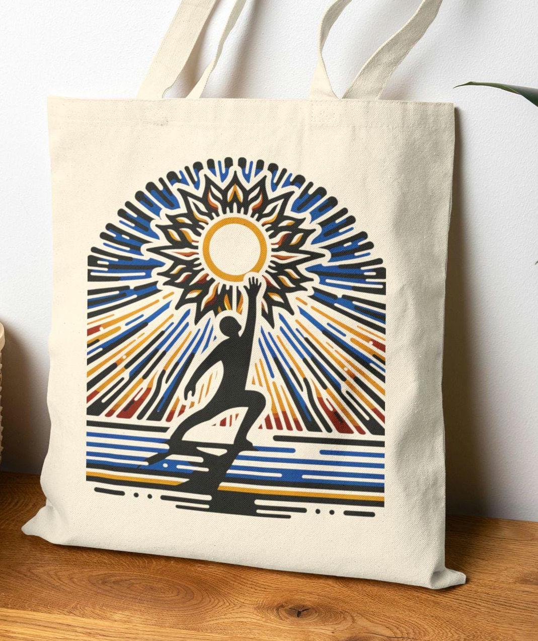 Sunshine Yoga Cotton Canvas Tote Bag Eco friendly Carrier Beach Bag Gift for Yoga Lovers Boho Tote Tote Bag – Warm & Stylish · Trending Graphic Apparel