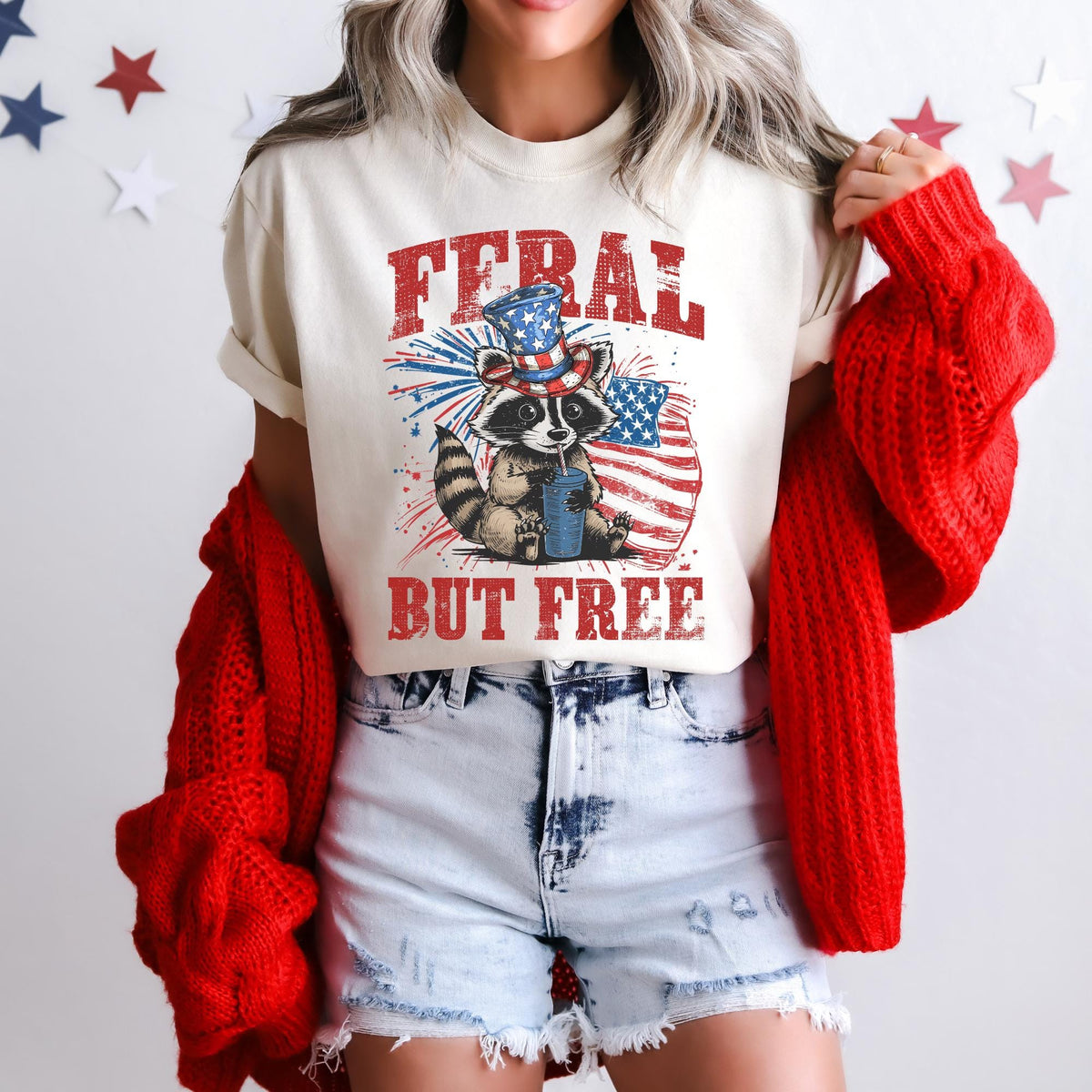 Feral But Free Shirt Retro July 4th Shirt July 4th Tee Independence Day Shirt 4th of July Party TShirt Trendy Usa Celebration Shirt Graphic Tee – Soft Feel · Great Gift For Fans