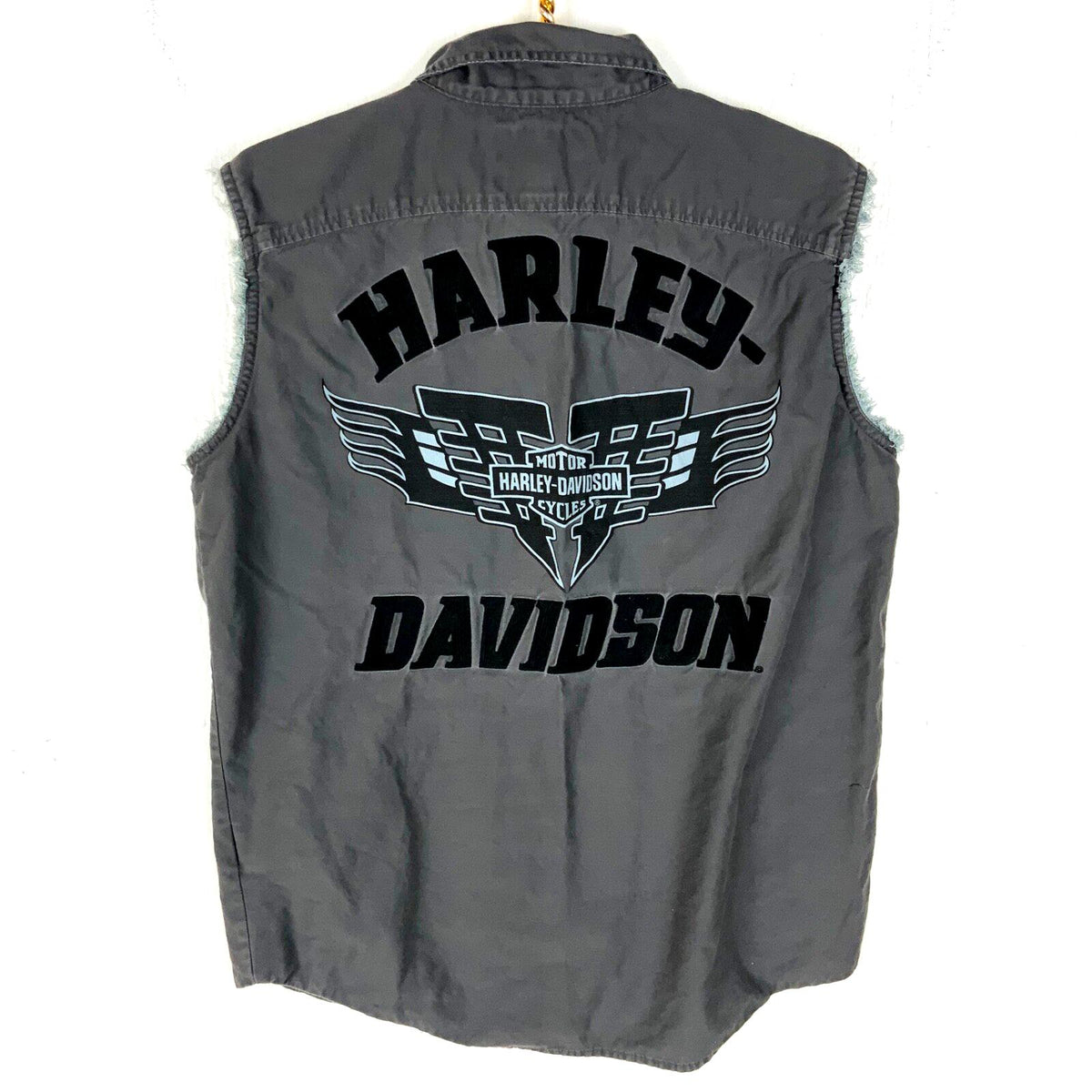 Harley Davidson Motorcycles Work Shirt Medium Gray Button Up Vest Graphic Tee – Bold Style · Trending Graphic Apparel