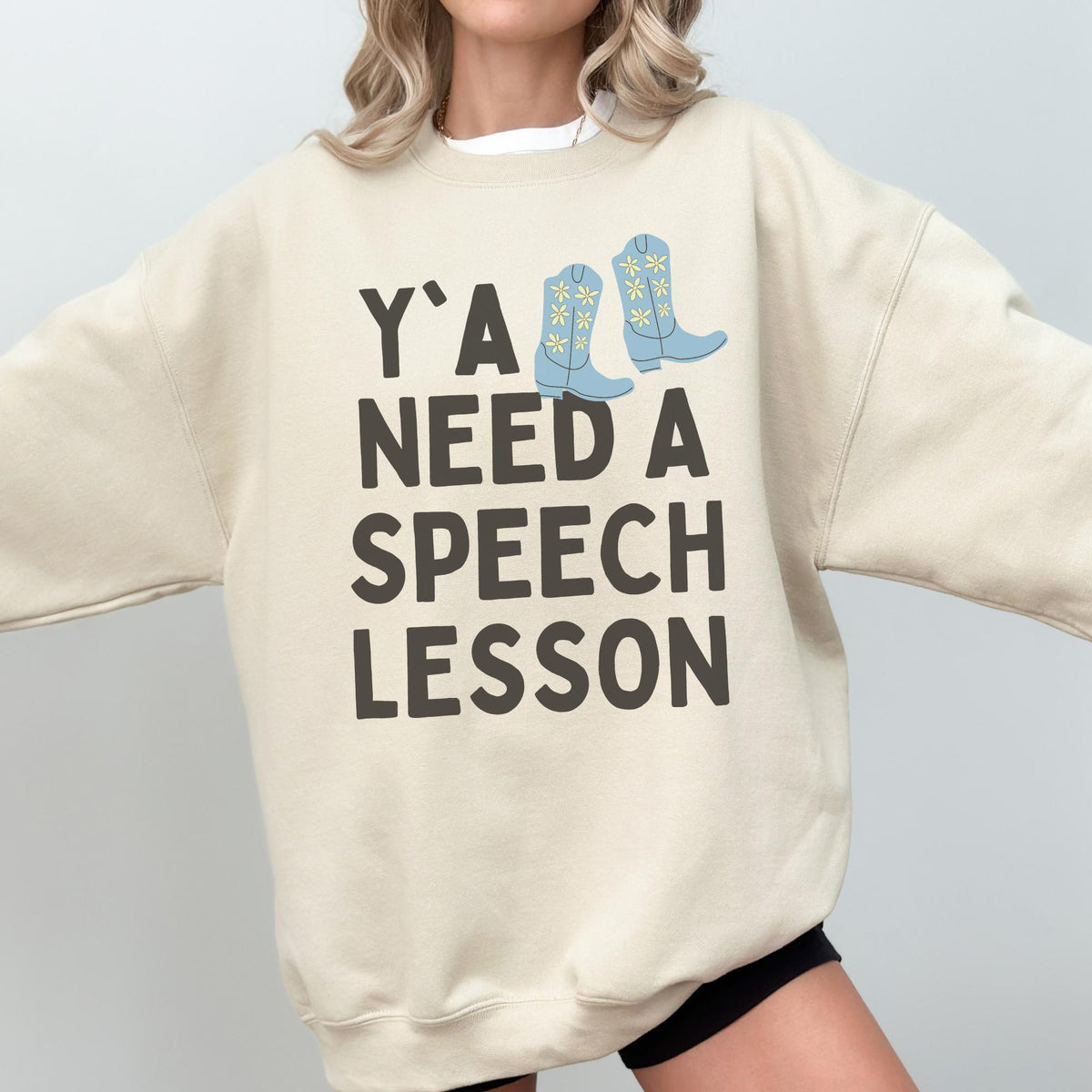 Speech Teacher Sweatshirt for Speech Therapist Funny Saying Western Aesthetic Shirt for Speech Language Pathologist Silly SLP Major Shirt Sweatshirt – Soft Feel · Trending Graphic Apparel