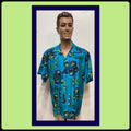 HS299 Vintage 196039s cotton tiki Hawaiian shirt by Ui Maikai Size X large Graphic Tee – Aesthetic Look · High-Quality Print