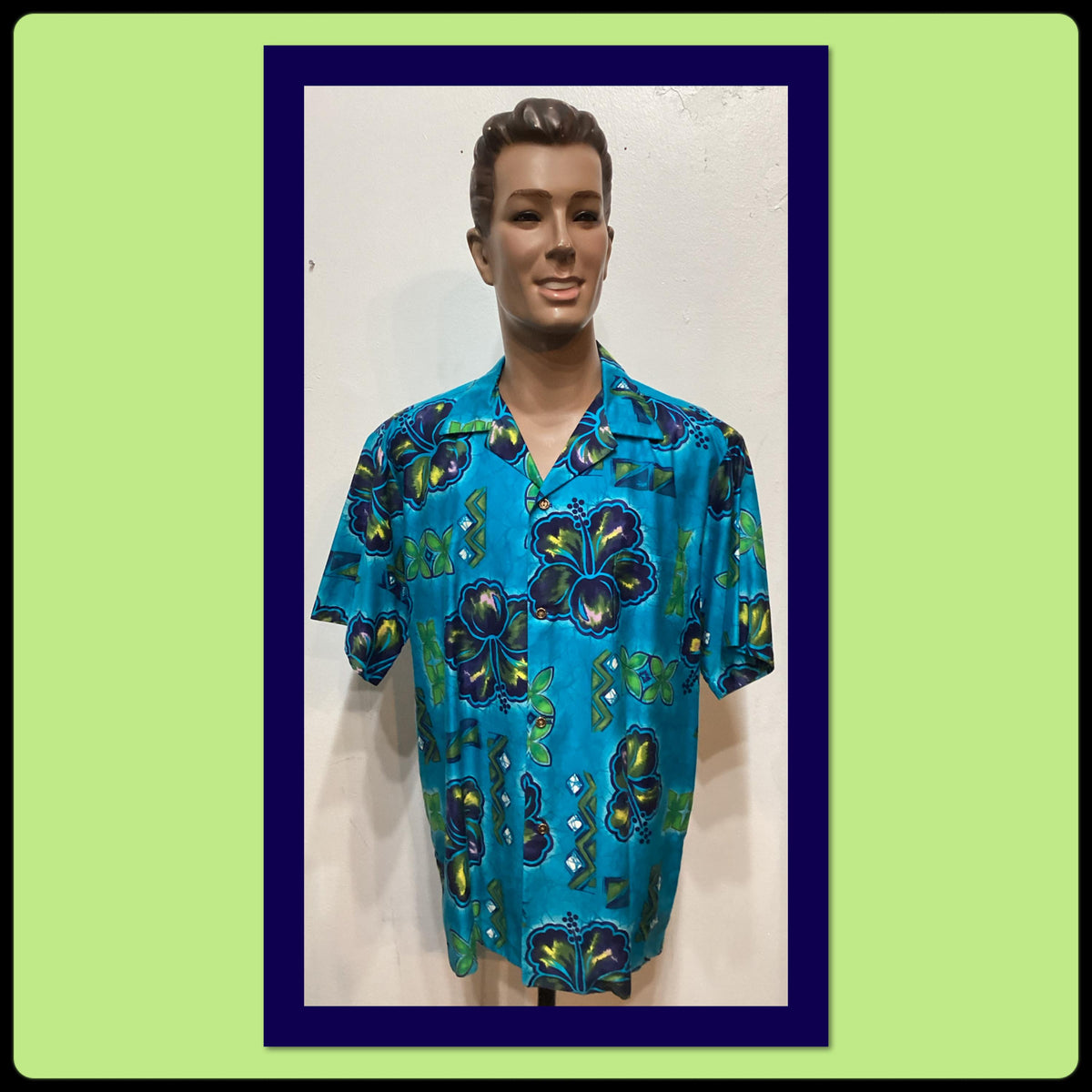 HS299 Vintage 196039s cotton tiki Hawaiian shirt by Ui Maikai Size X large Graphic Tee – Aesthetic Look · High-Quality Print