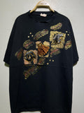 Vintage 90s Hawaii Shell Glitter Shirt Ocean Art Style with Gold Paint Accents and Crystal Beads Island Aesthetic Beach Vibe Size XL Graphic Tee – Easygoing Wear · Must-Have Style