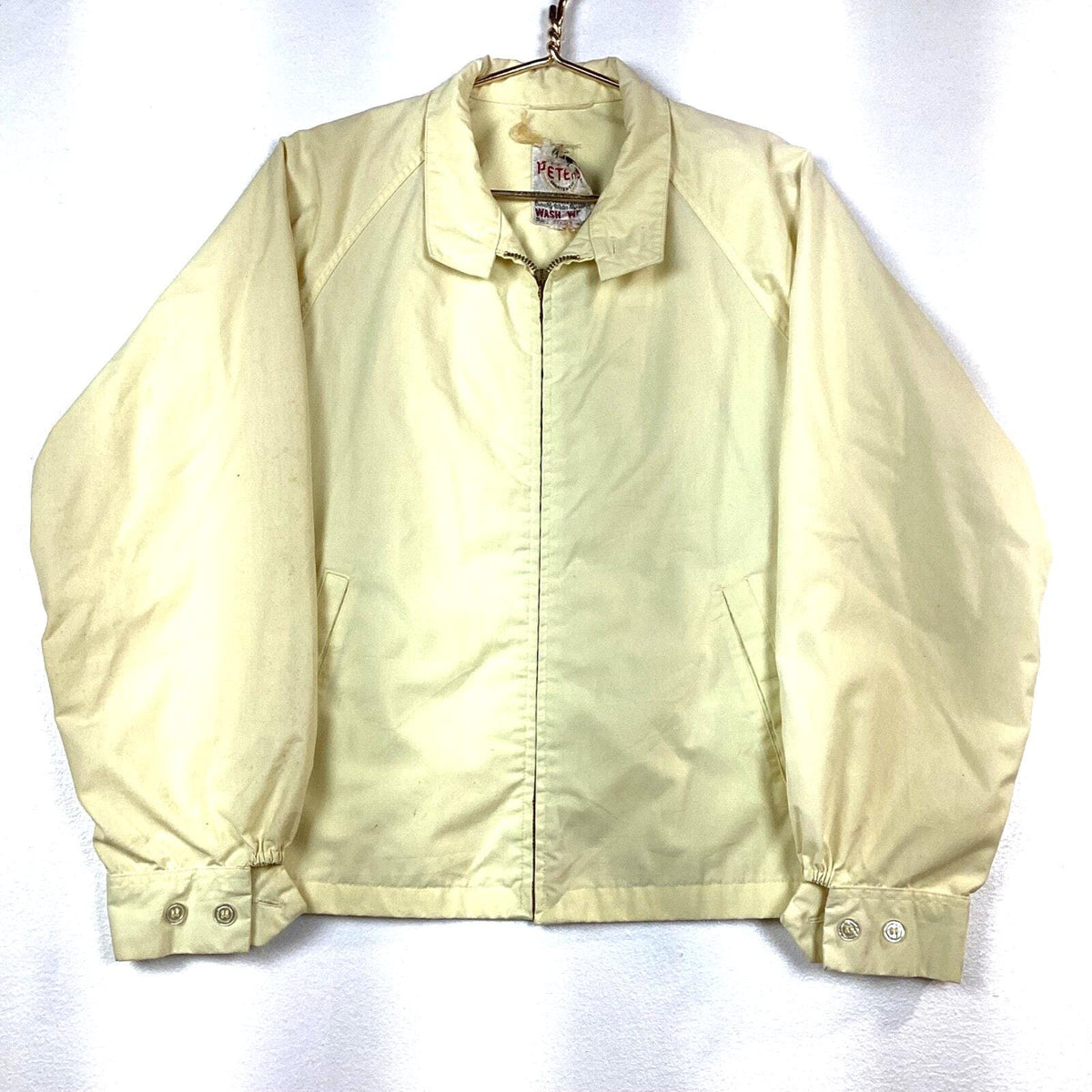 Vintage 1980s Harrington Jacket Size Large Yellow Full Zip Peters Graphic Tee – Warm & Stylish · High-Quality Print