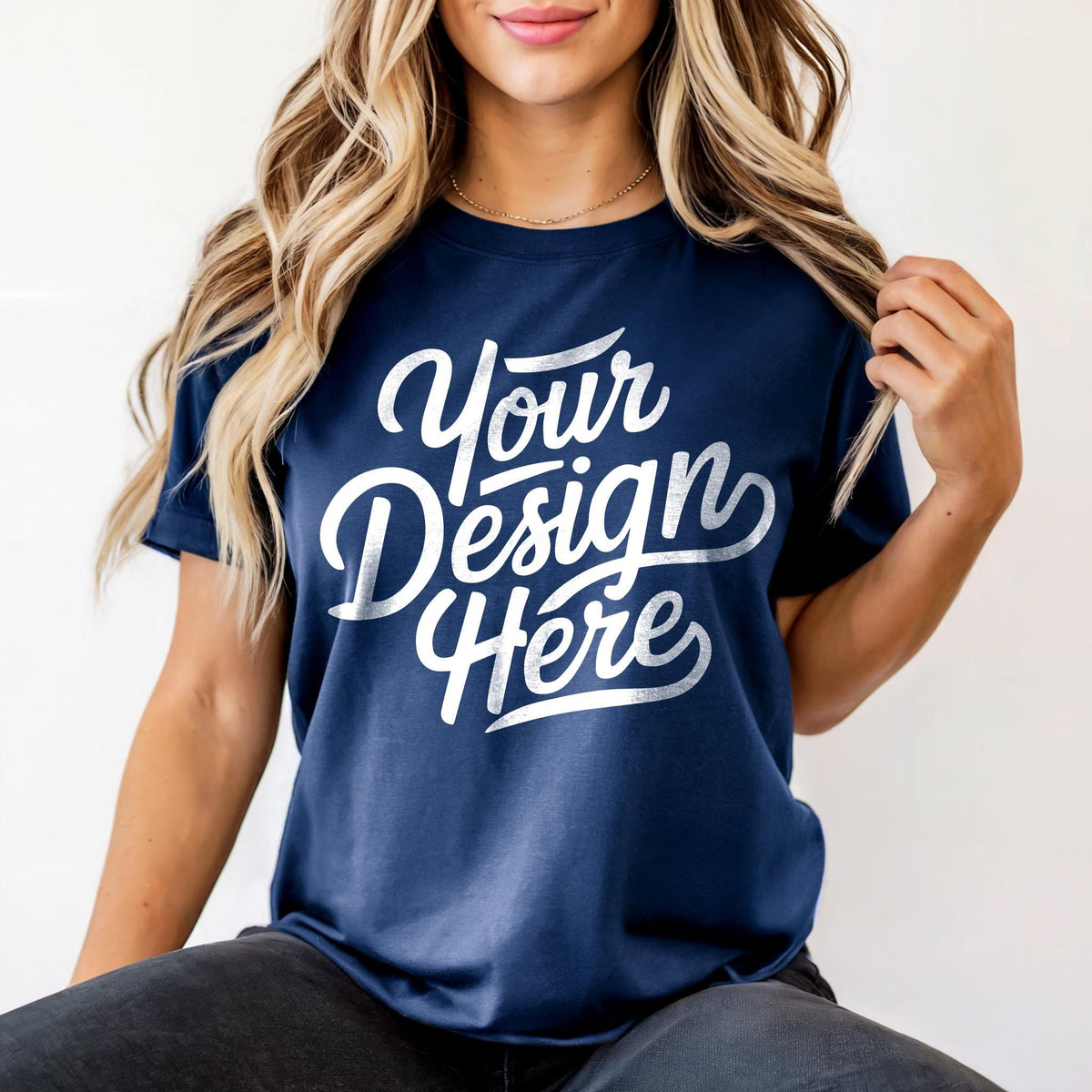Navy Bella Canvas 3001 Model Mockup T shirt Mockup 3001 Bella Canvas Blue Shirt Mockup Model Mockup Bella Canvas T Shirt Navy Shirt Graphic Tee – Cozy Vibes · High-Quality Print