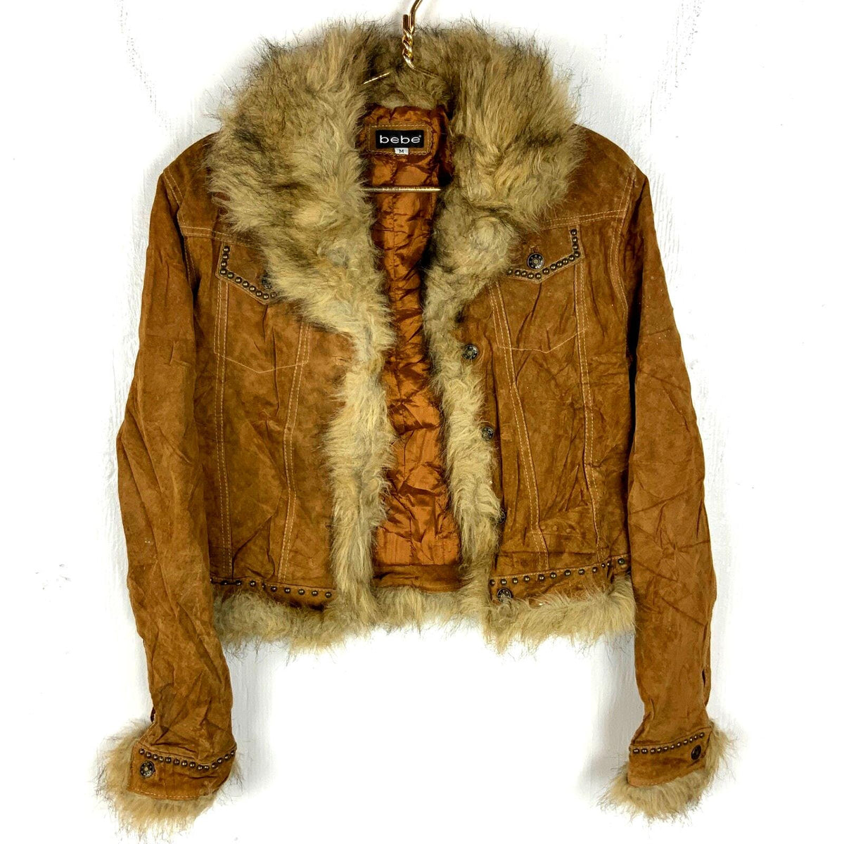 Vintage Y2K Bebe Women39s Leather Jacket Medium Brown Faux Fur Graphic Tee – Cozy Vibes · Trending Graphic Apparel