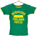 Vintage 1970s Double Face TShirt XS Green Yellow Rushford Trojans High Graphic Tee – Everyday Comfort · Must-Have Style