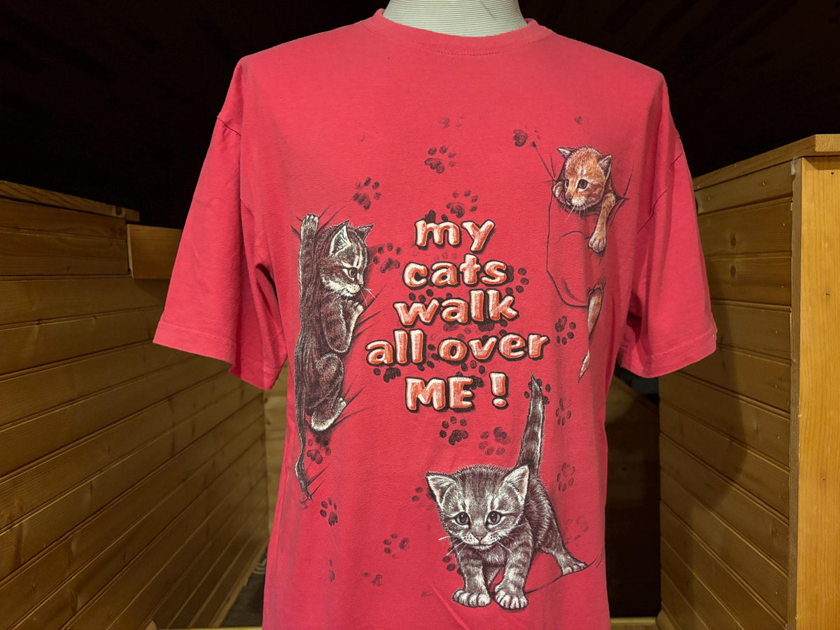 Vintage 90s My Cats Walk All Over Me Cute Kitty Lover Nightgown Tshirt XXL Graphic Tee – Everyday Comfort · Great Gift For Fans