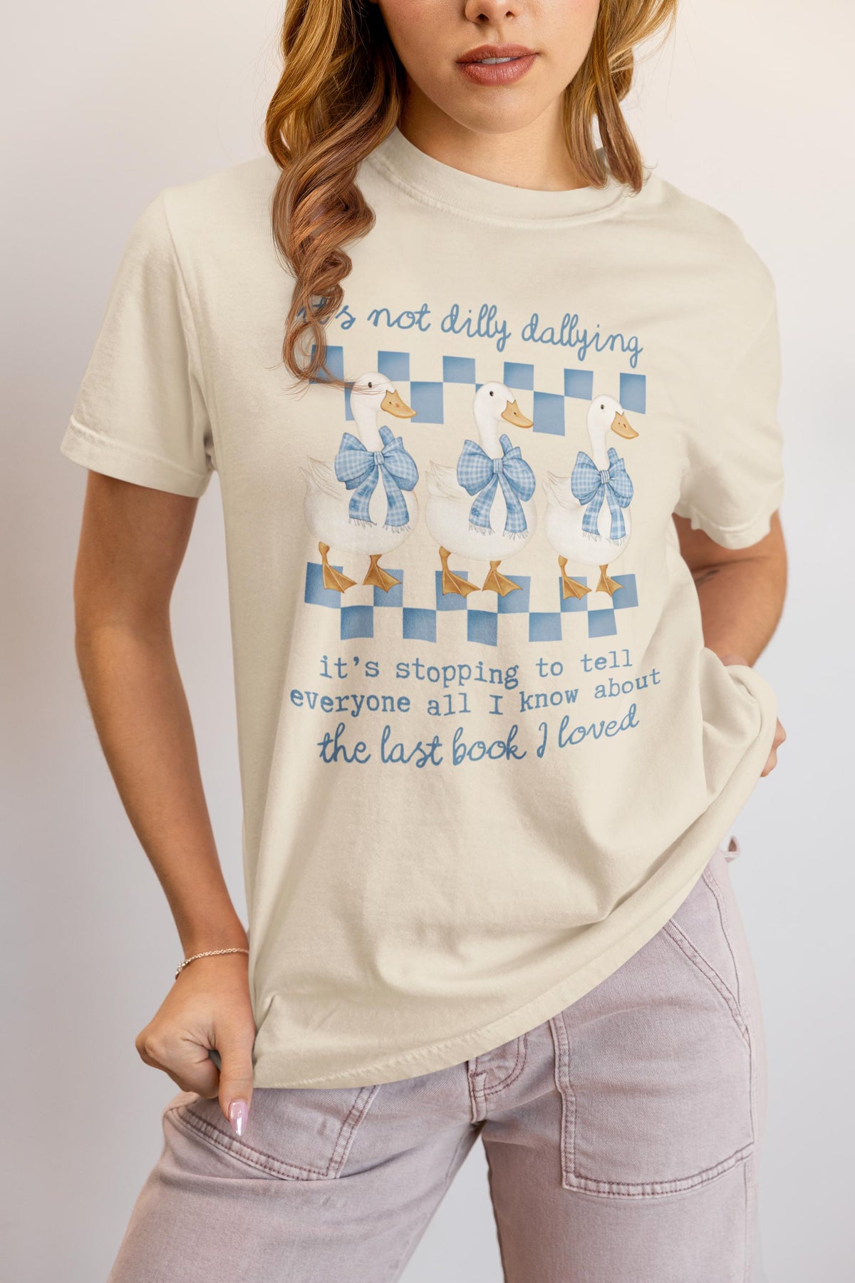 Book Lover Gift Idea for Animal Lover Who Loves Reading Cute Reading Teacher TShirt for Romance Reader Silly Goose 90s Aesthetic Tee Graphic Tee – Fan Favorite · Must-Have Style