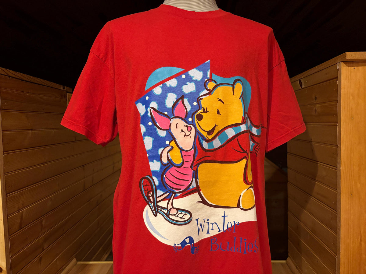 Vintage 90s Walt Disney Winnie The Pooh And Piglet Winter Buddies Nightgown Tshirt XXL Graphic Tee – Everyday Comfort · Great Gift For Fans