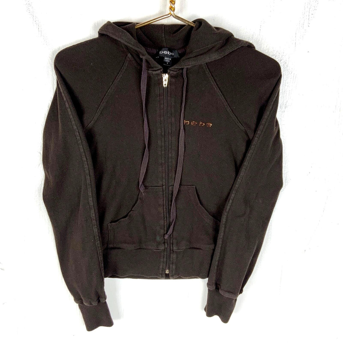 Vintage Y2k Bebe Women39s Sweatshirt Hoodie Large Brown Full Zip Hoodie – Aesthetic Look · Trending Graphic Apparel