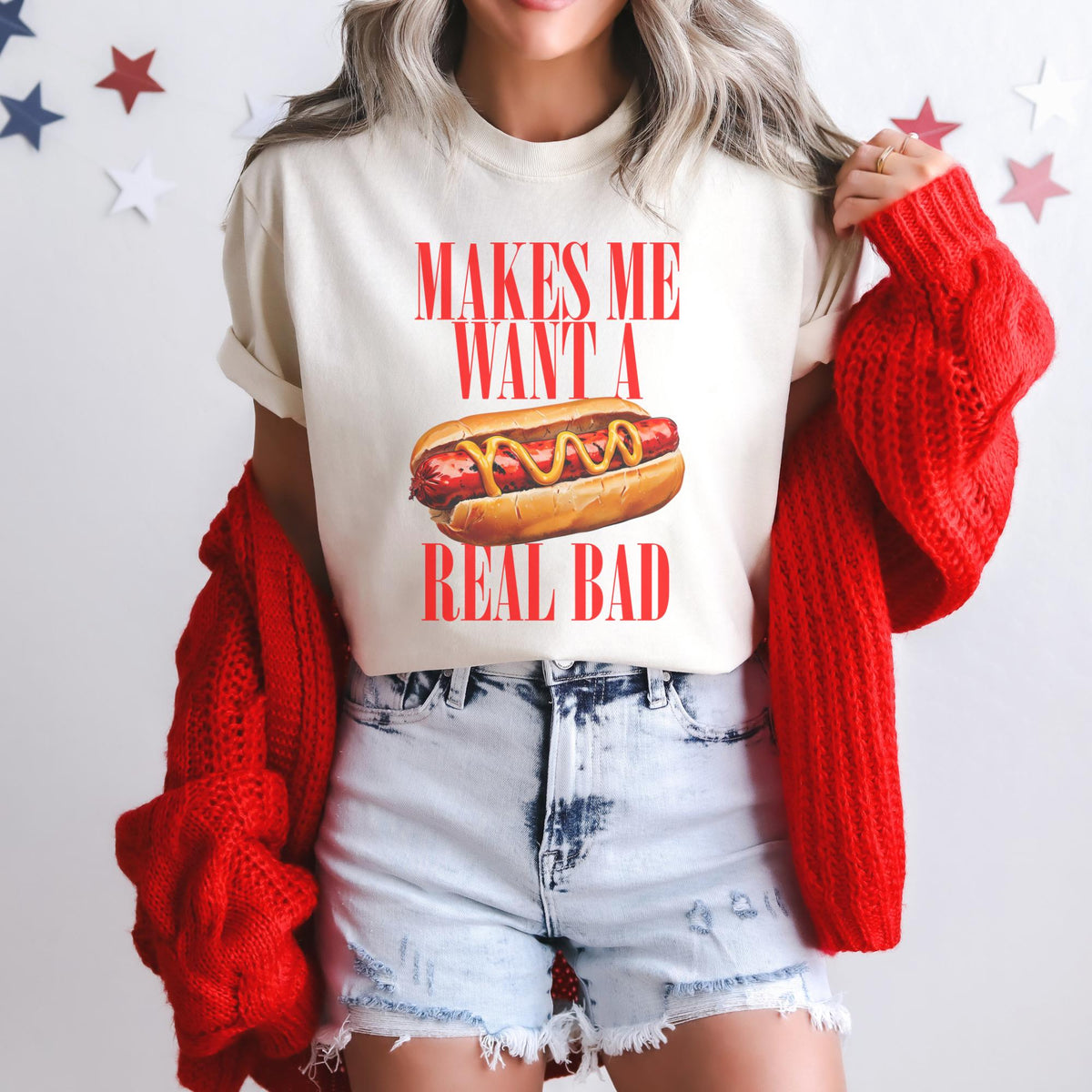 Makes Me Want A Hot Dog Usa Patriotic Tee 4th of July Party TShirt Trendy Usa Celebration Shirt I39m Just Here for The Weiners Graphic Tee – Everyday Comfort · Trending Graphic Apparel