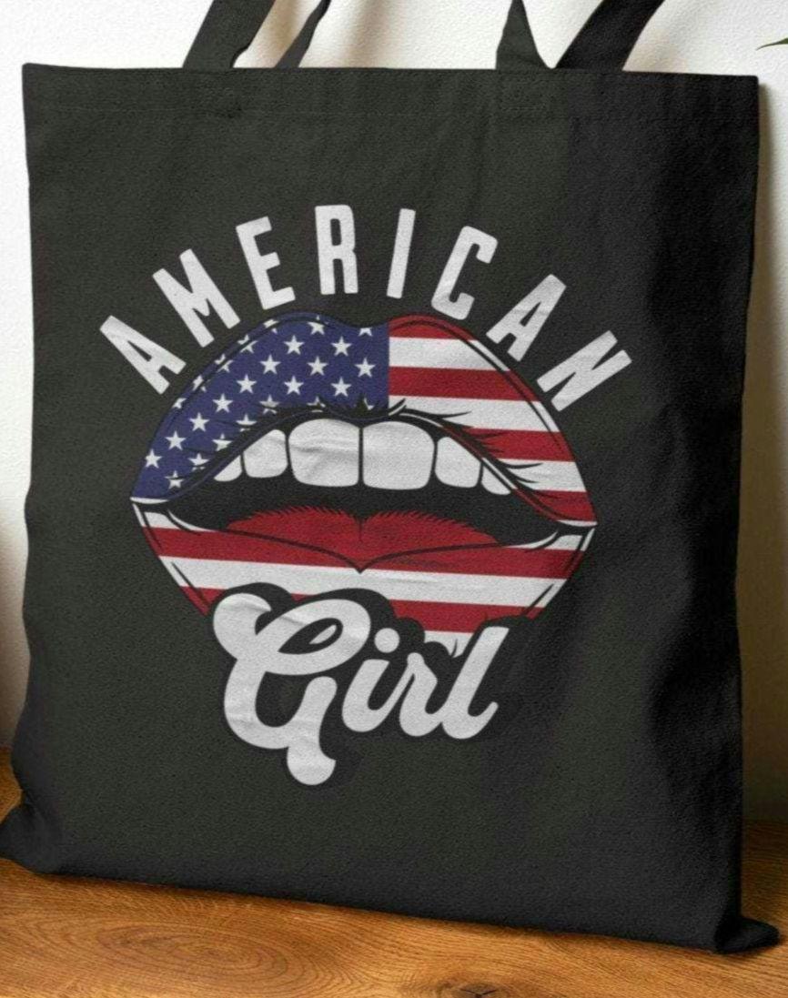 American Girl Tote Bag Patriotic Beach Bag Cute Gift for Her 4th of July Essentials Stylish Grocery Bag Tote Bag – Aesthetic Look · Perfect For Daily Wear