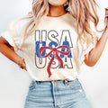 Faux Glitter USA Shirt July 4th Shirt July 4th Tee Independence Day Shirt 4th of July Party TShirt Trendy Usa Celebration USA Bow Tshirt Graphic Tee – Cozy Vibes · Must-Have Style