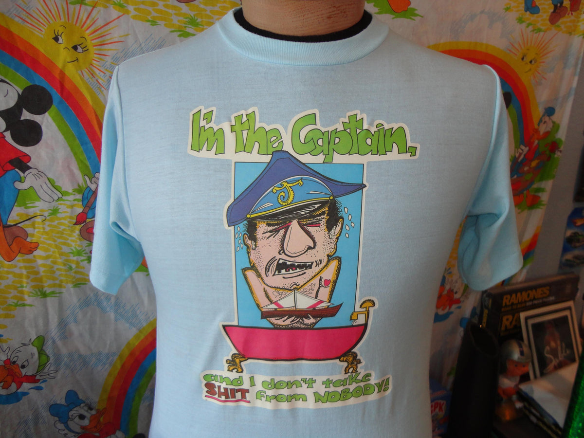 Vintage 8039s I39m the Captain I don39t take sht from anyone single stitch T Shirt M Graphic Tee – Everyday Comfort · Must-Have Style