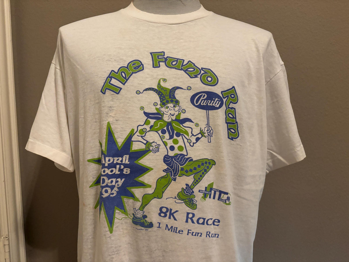 Vintage 9039s The Fund Run April Fools Day 8k Race Running Tshirt XL Graphic Tee – Soft Feel · Great Gift For Fans