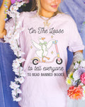 Read Banned Books Book Lover Tee Shirt with Silly Goose Wearing Cute Coquette Bow Cute Bookish TShirt for Leftist Bookworm or Librarian Graphic Tee – Bold Style · Great Gift For Fans