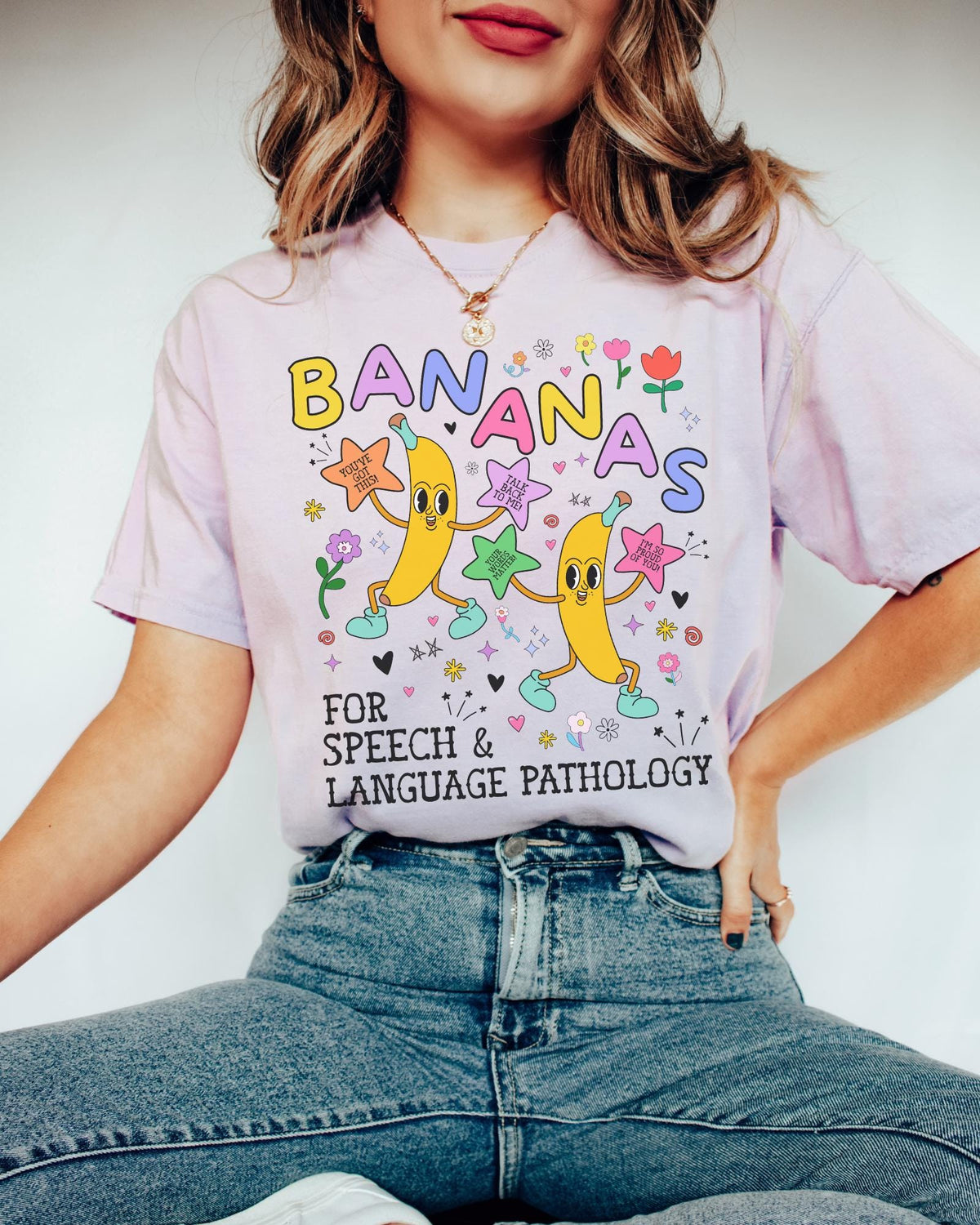 Colorful Speech Therapist TShirt Speech Language Pathologist Present Teacher Appreciation Graduation Gift Funny Saying Tee with Bananas Graphic Tee – Soft Feel · Must-Have Style