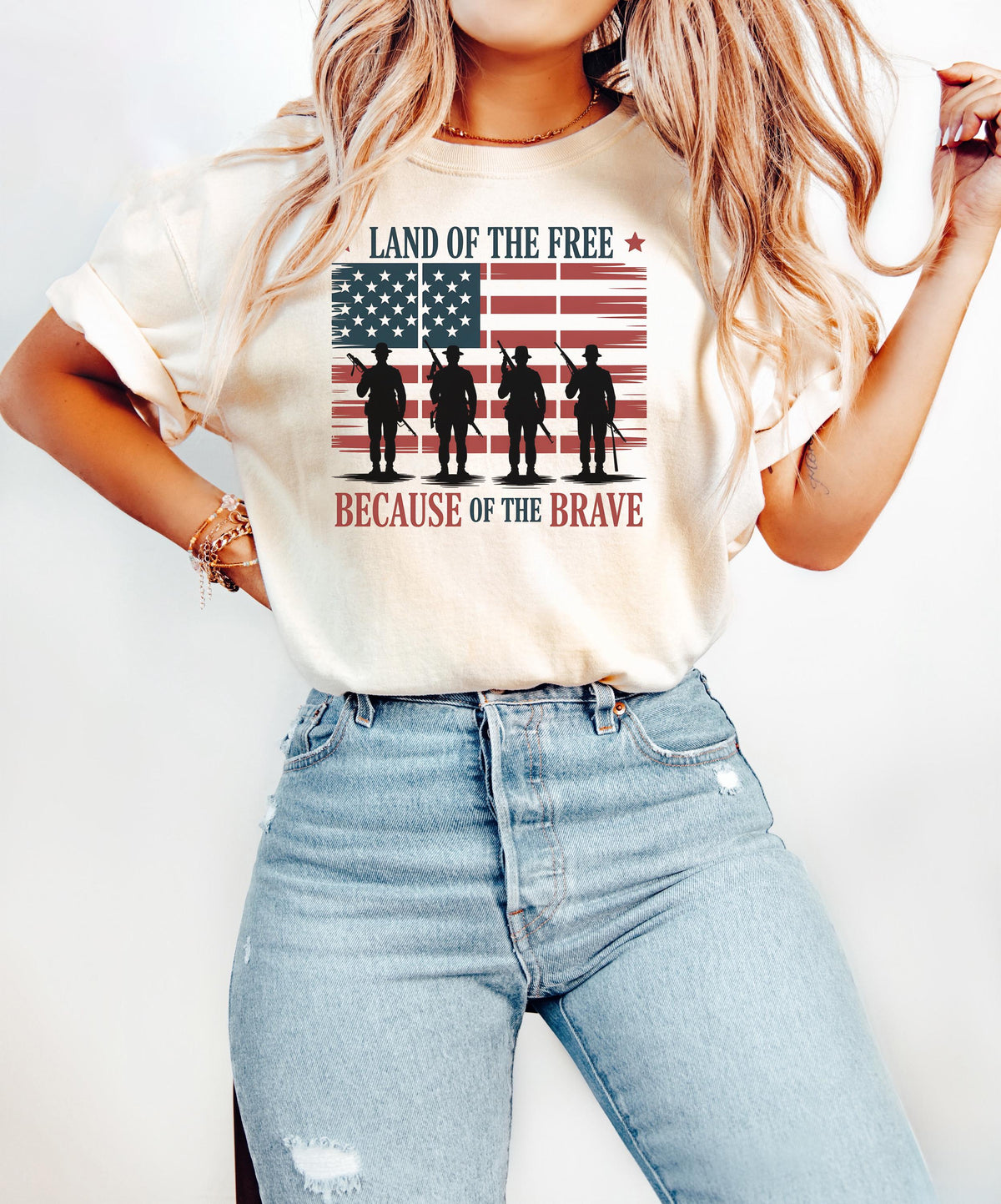 Land Of The Free Because Of The Brave Shirt Patriotic 4th Of July Tee Honor Veterans Shirt Independence Day T Shirt USA Graphic Tee – Premium Graphic · Must-Have Style