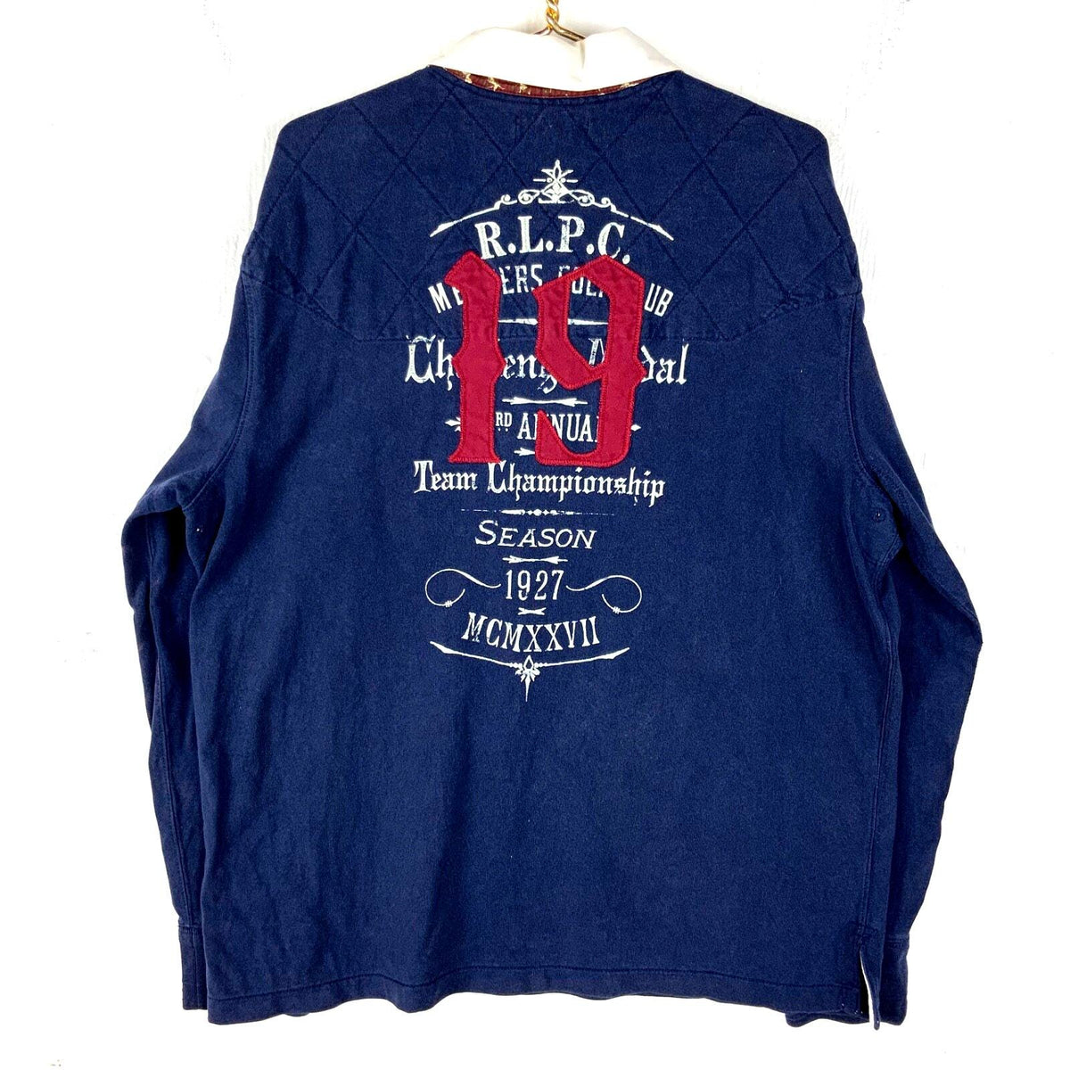 Vintage Polo Ralph Lauren Rugby Shirt 2XL Blue Rlpc Team Championship Crest 19 Graphic Tee – Bold Style · High-Quality Print