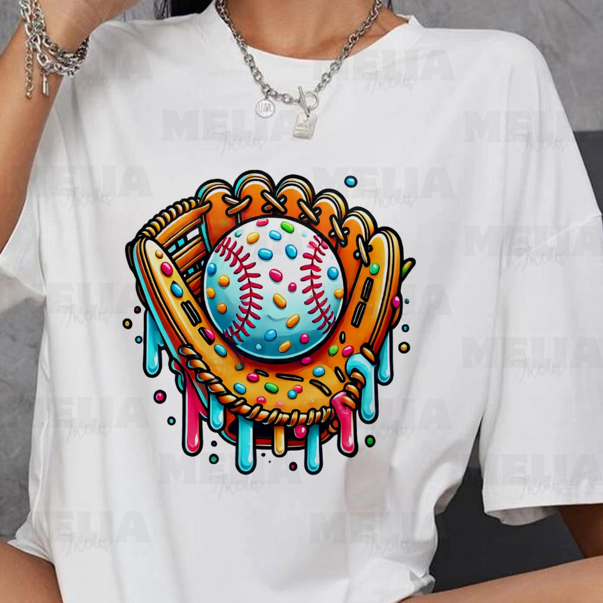 Bright Colorful Baseball Drip PNG for T shirts Apparel Kids Boys Sports Graphic PNG Team Gift Clipart Vibrant Baseball PNG Download Graphic Tee – Aesthetic Look · High-Quality Print