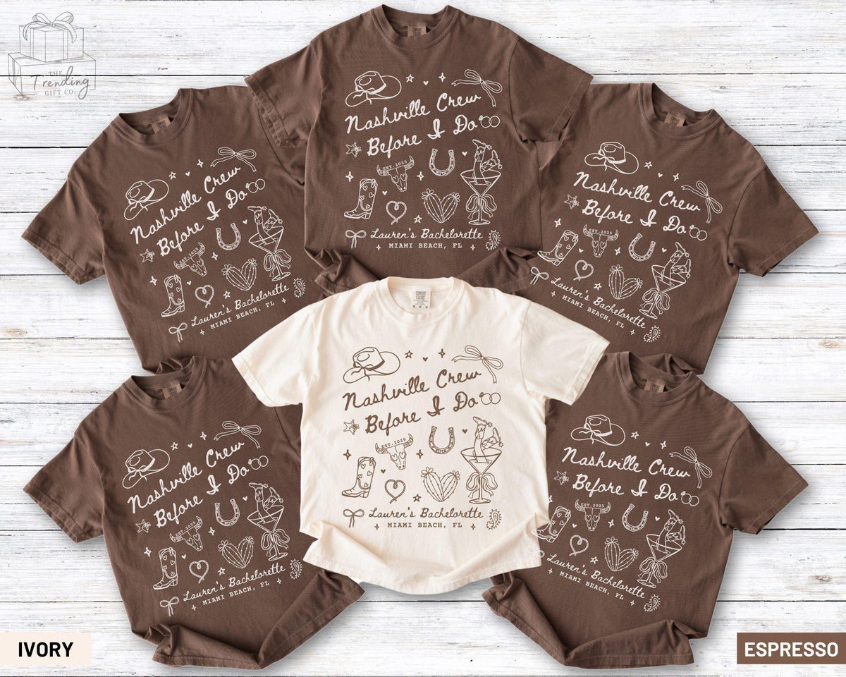 Personalized Nashville Bachelorette Shirts Custom Country Bachelorette Shirt Cowgirl Western Bach Party TShirt Rodeo Girls Trip TShirt Graphic Tee – Premium Graphic · High-Quality Print