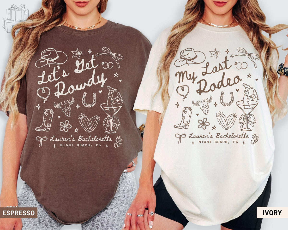 Custom Last Rodeo Bachelorette Shirts Personalized Western Bach Shirt Nashville Bach Party TShirt Rodeo Girls Trip Comfort Colors TShirt Graphic Tee – Aesthetic Look · Great Gift For Fans