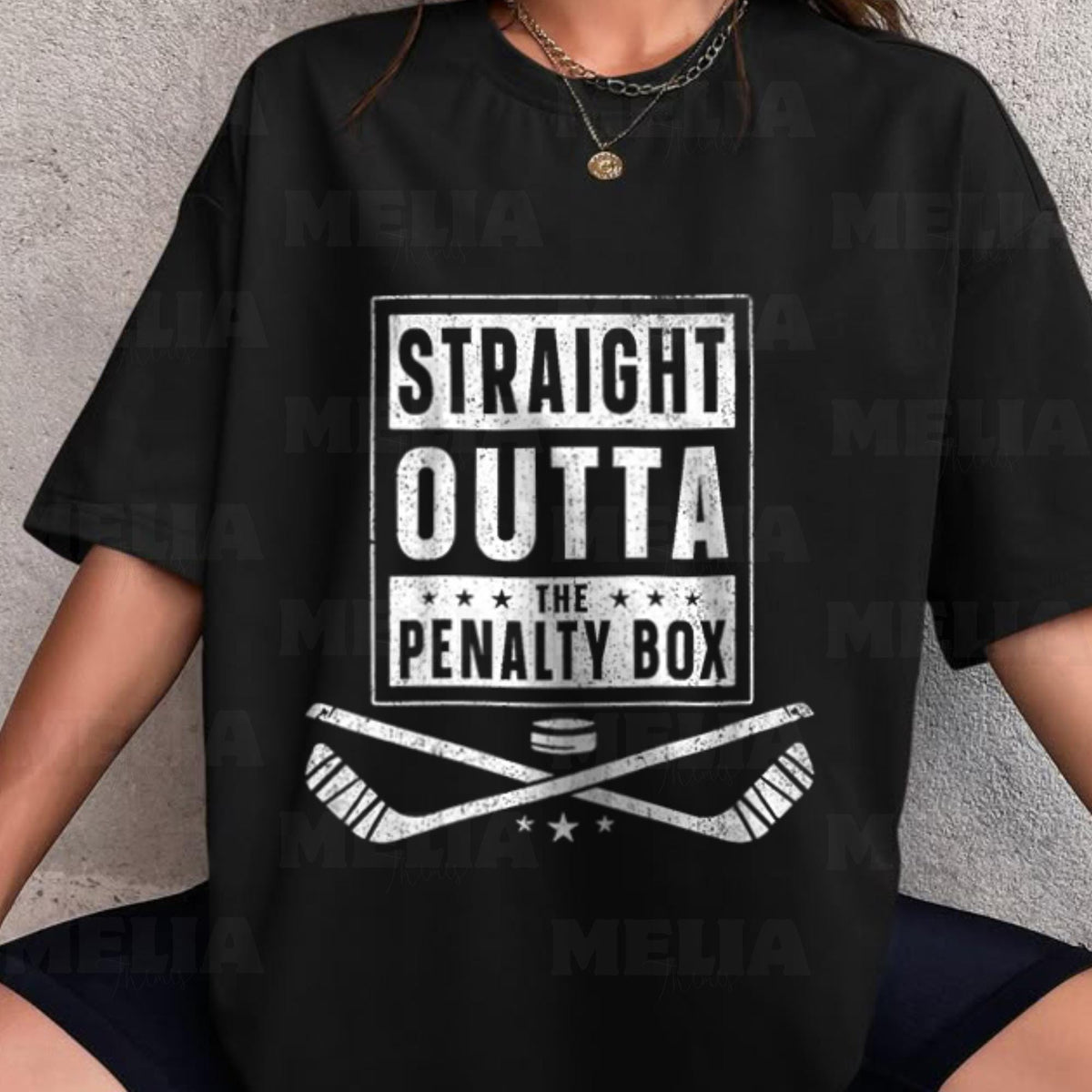 Funny Ice Hockey PNG Design for T Shirts Apparel Sports PNG Download quotStraight Outta Penalty Boxquot PNG for Shirts Stickers And Gifts Graphic Tee – Warm & Stylish · Great Gift For Fans