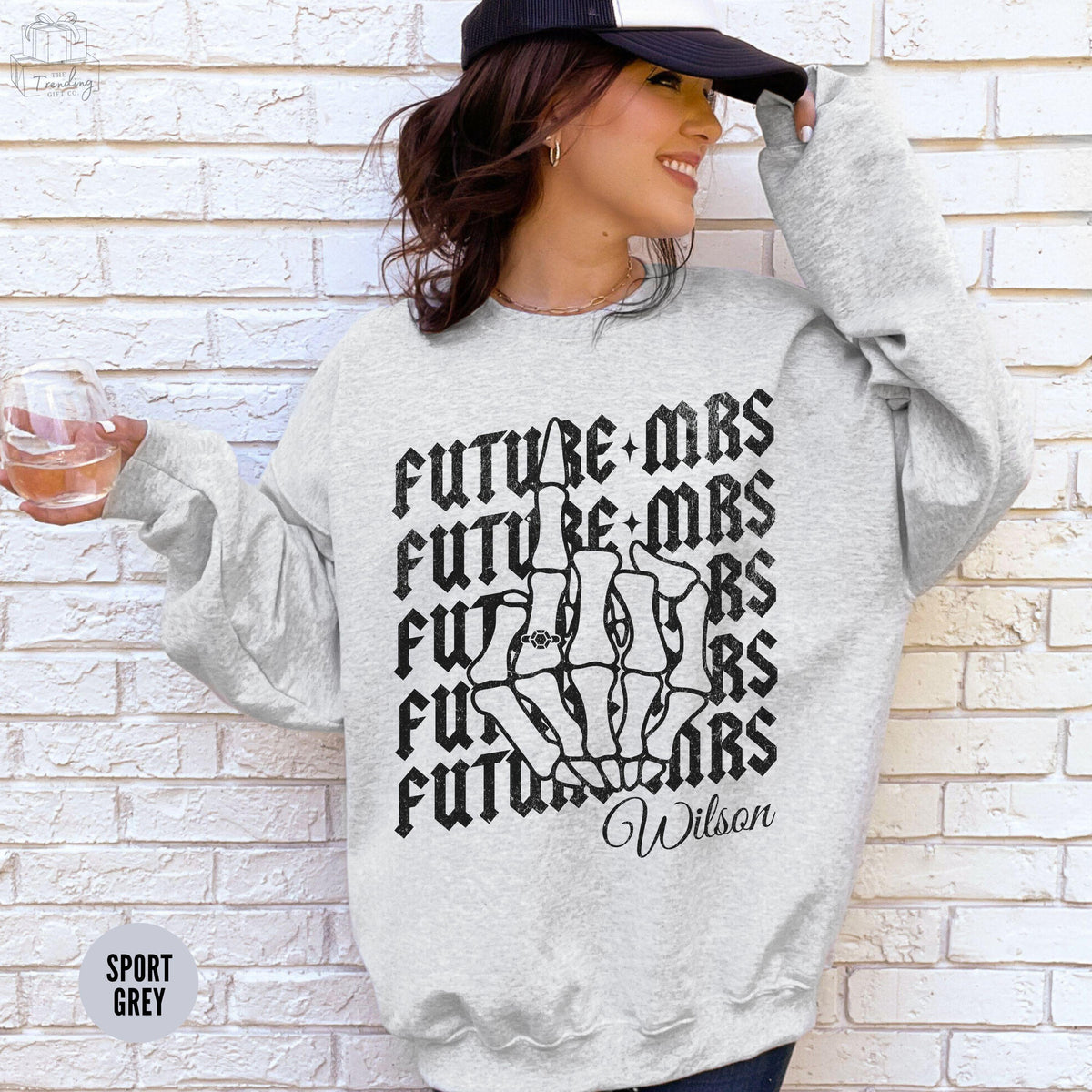 Custom Future Mrs Sweatshirt Skeleton Hand Shirt Spooky Bachelorette Party Sweater Gothic Bride Engagement Outfit Personalized Fiancee Gift Sweatshirt – Easygoing Wear · Trending Graphic Apparel