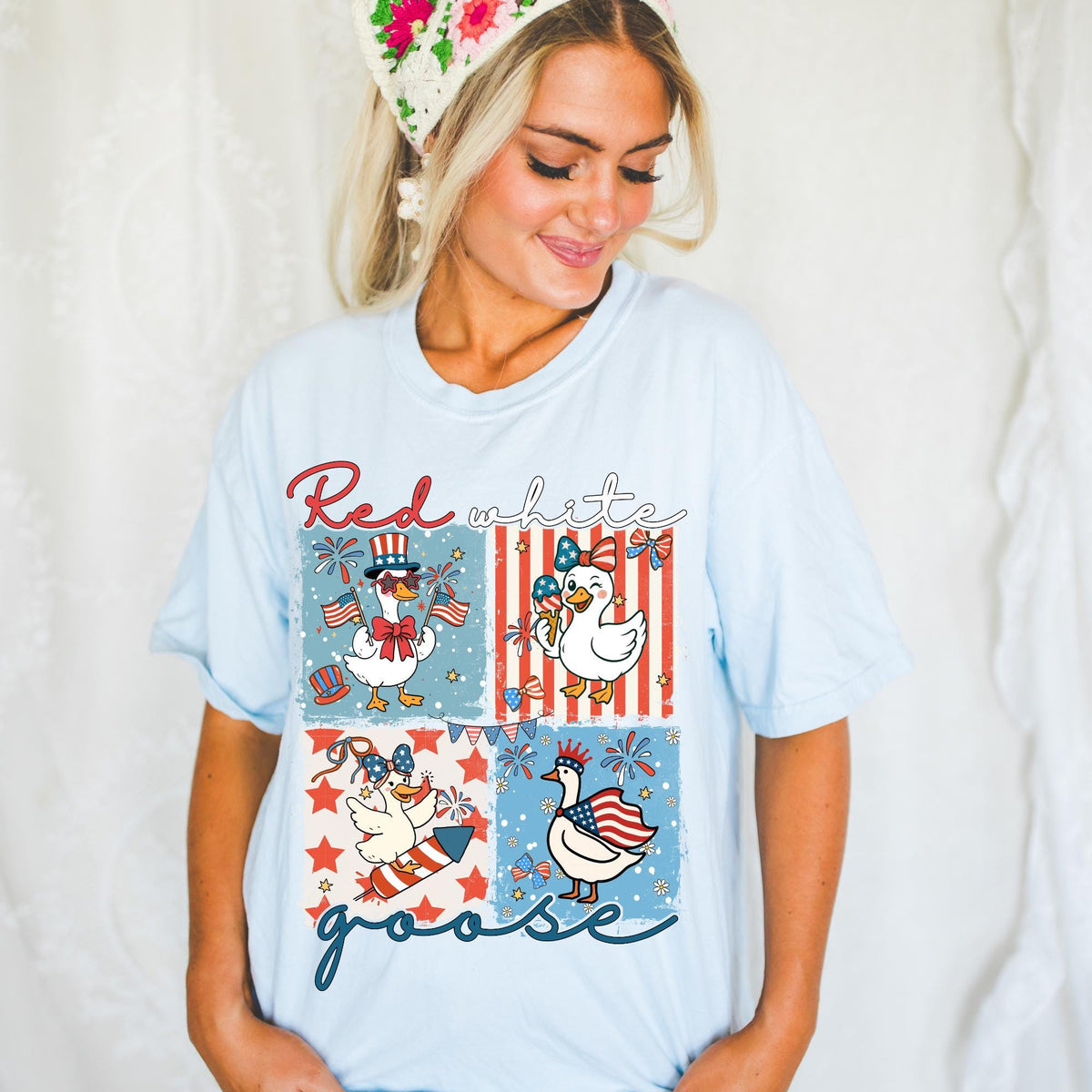 Comfort Colors Red White Goose Shirt Summer Goose Shirt Goose Tshirt Funny Goose Shirt 4th of July Goose July 4th Tee Graphic Tee – Premium Graphic · High-Quality Print