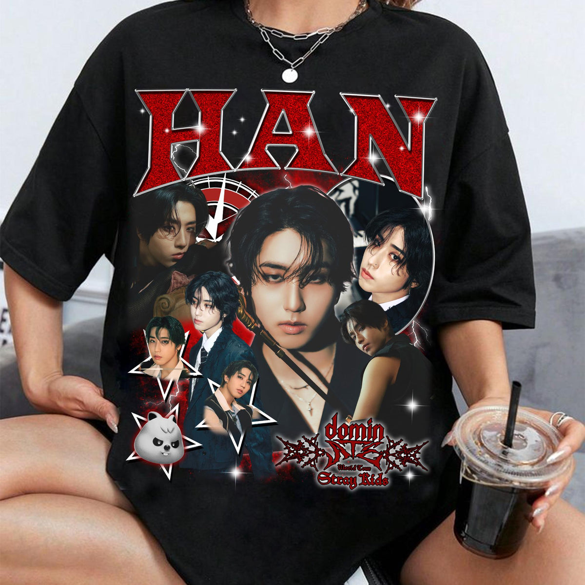 Retro Han Stray Kids T shirt Stray Kids dominATE SKZOO World Tour US 2025 Shirt Evil Skzoo Shirt Stray Kids Ate Album Shirt Sweater Graphic Tee – Everyday Comfort · Great Gift For Fans